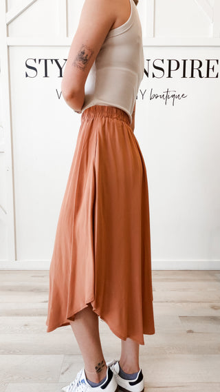Sophia Button Front Midi Skirt