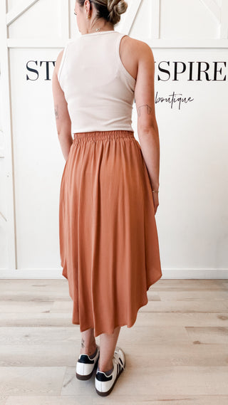 Sophia Button Front Midi Skirt