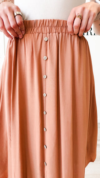 Sophia Button Front Midi Skirt