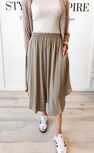Sophia Button Front Midi Skirt