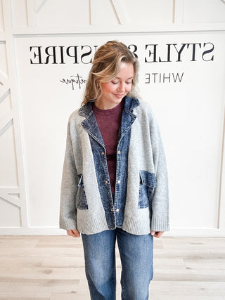 Raegan Denim Trim Cardigan