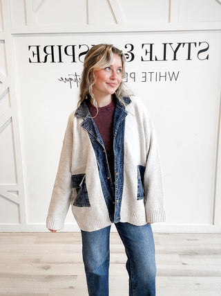 Raegan Denim Trim Cardigan