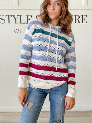 Veda Crochet Striped Hoodie