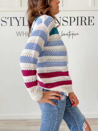 Veda Crochet Striped Hoodie
