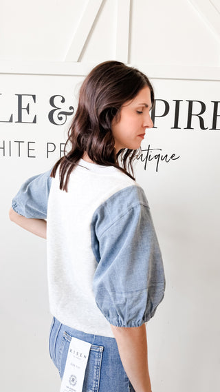 Sandra Denim Puff Sleeve Top