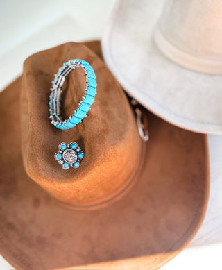 Faux Turquoise Floral Adjustable Ring. *Final Sale*