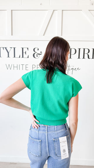 Evelyn Mock Neck Cap Sleeve Top