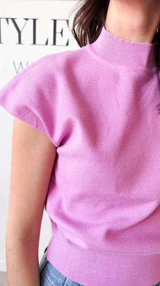 Evelyn Mock Neck Cap Sleeve Top