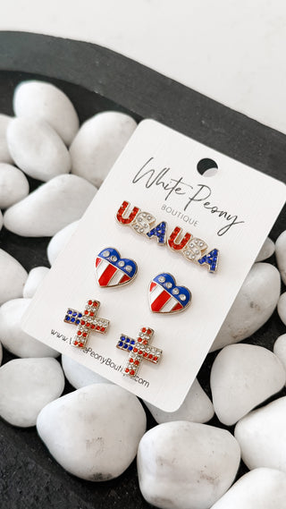 USA Stud Earring Set. *Final Sale*