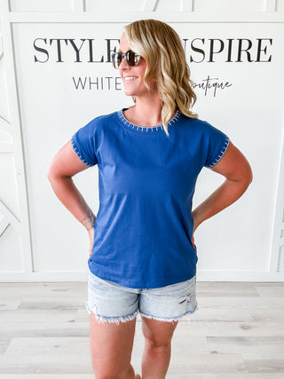 Fiona Contrast Stitched Top *Final Sale*