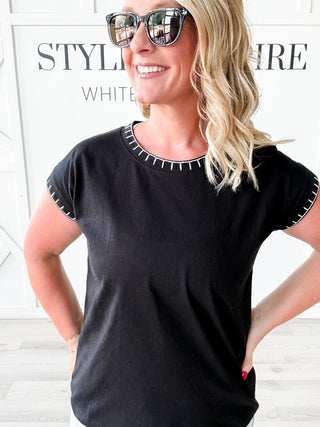 Fiona Contrast Stitched Top *Final Sale*
