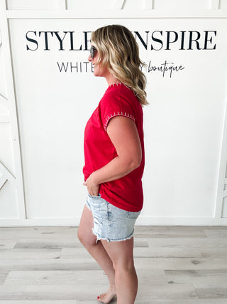 Fiona Contrast Stitched Top *Final Sale*