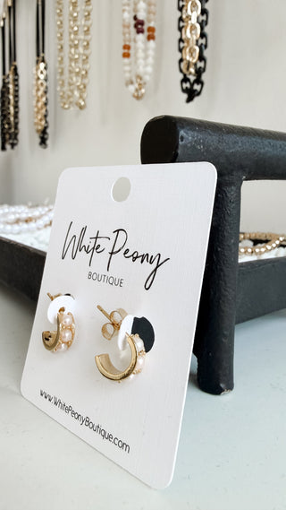 Pearl Huggie Earrings. *Final Sale*