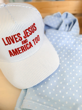 Loves Jesus and America Too Trucker Hat