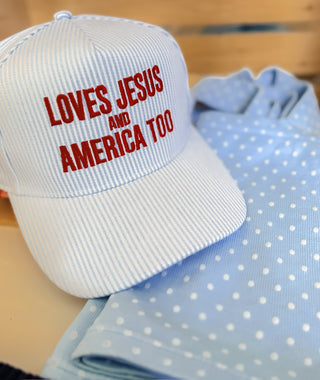 Loves Jesus and America Too Trucker Hat