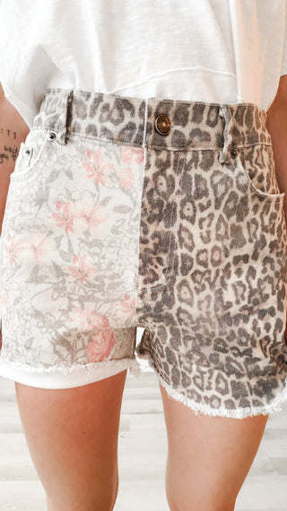 Jodi Mixed Print Denim Shorts