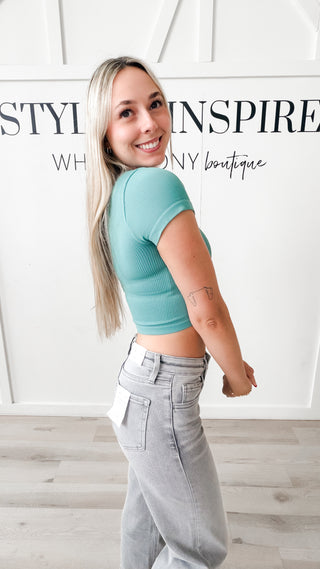 Nikibiki Cap Sleeve Ribbed Crop Tee