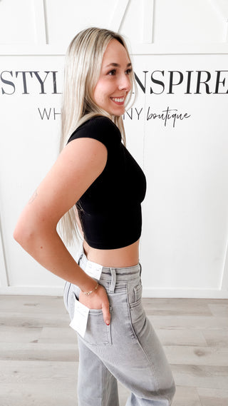 Nikibiki Cap Sleeve Ribbed Crop Tee