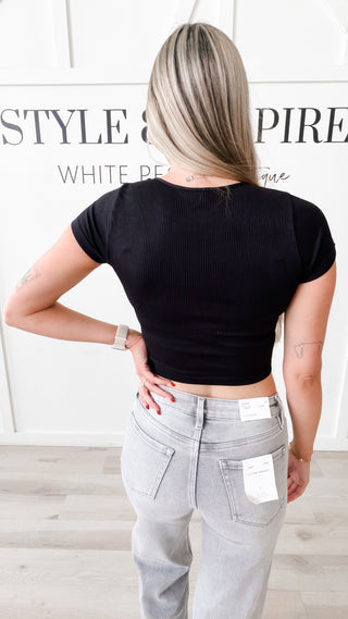 Nikibiki Cap Sleeve Ribbed Crop Tee