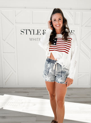 Libby Distressed Flag Sweater