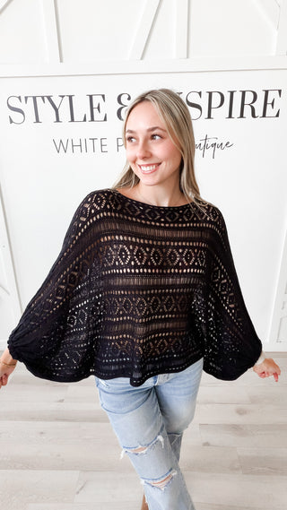 Raegan Open Knit Dolman Sleeve Top