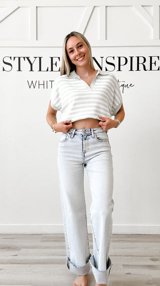 Raya Striped Semi Cropped Top *FINAL SALE*