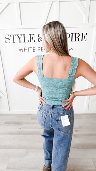 Nikibiki Lace Textured Square Neck Top