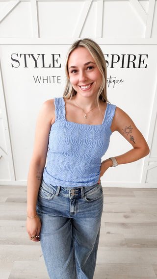 Nikibiki Lace Textured Square Neck Top