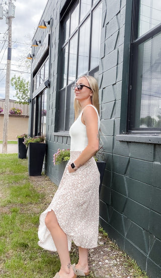 Kayla Smocked Waist Midi Skirt