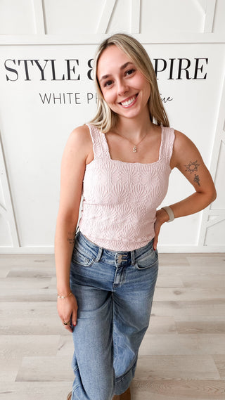 Nikibiki Lace Textured Square Neck Top