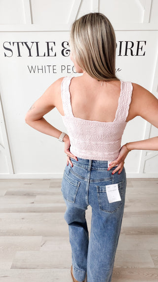 Nikibiki Lace Textured Square Neck Top