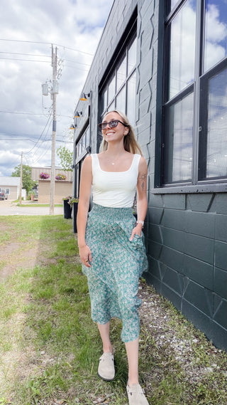 Kayla Smocked Waist Midi Skirt