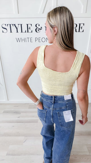 Double Lace Square Neck Crop Top