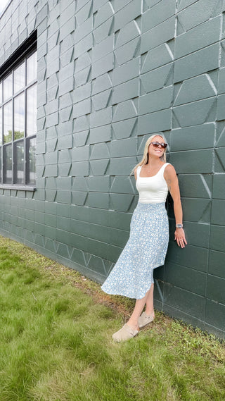 Kayla Smocked Waist Midi Skirt