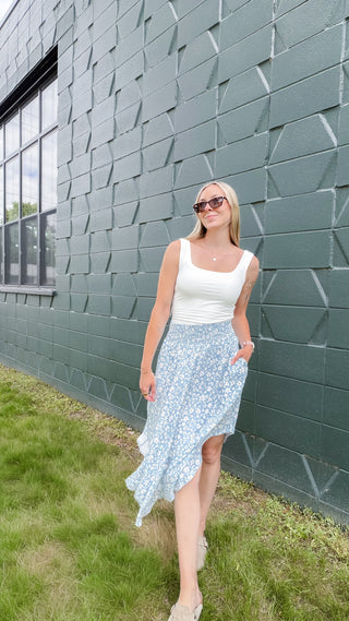 Kayla Smocked Waist Midi Skirt