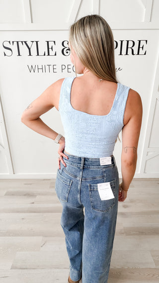 Double Lace Square Neck Crop Top