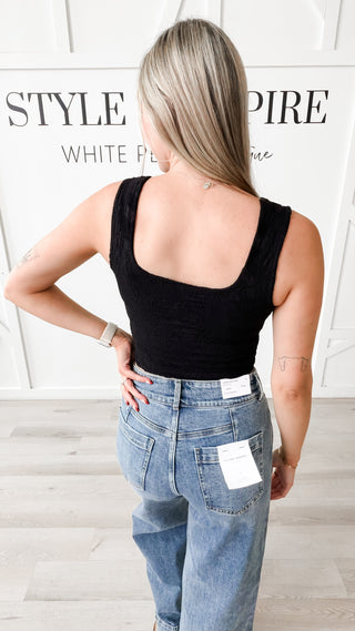 Double Lace Square Neck Crop Top