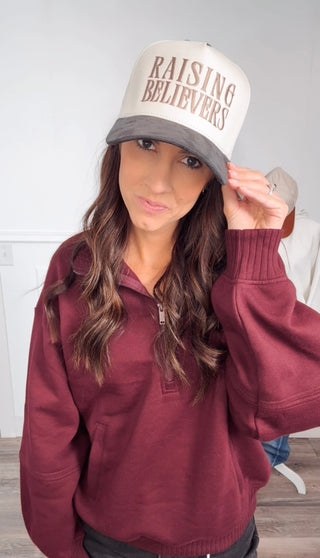 Two Toned Suede Canvas Trucker Hat