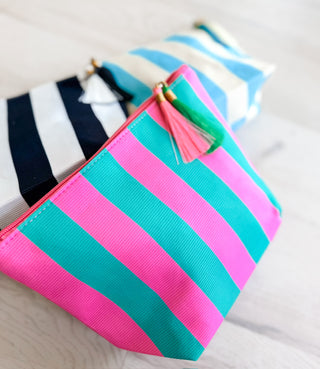 Stripe Cosmetic Clutch. *Final Sale*