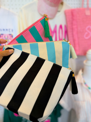 Stripe Cosmetic Clutch. *Final Sale*