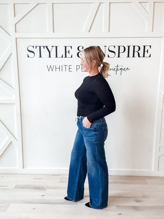 Risen Tie Wide Baggy Jeans