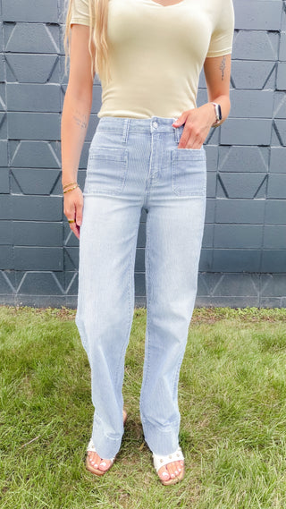 Vervet Striped Wide Leg Trouser Jeans