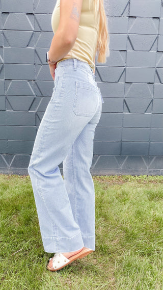 Vervet Striped Wide Leg Trouser Jeans