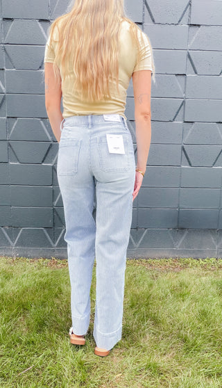 Vervet Striped Wide Leg Trouser Jeans