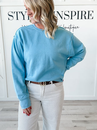 Denise Raw Edge Burnout Sweatshirt *Final Sale*