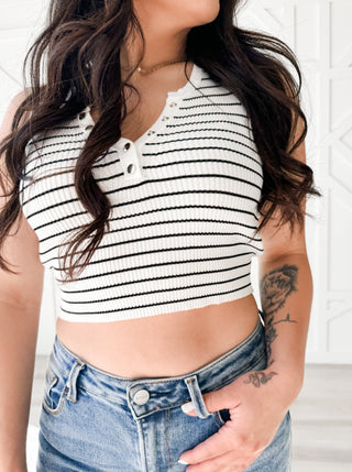 Hailey Cropped Henley Tank