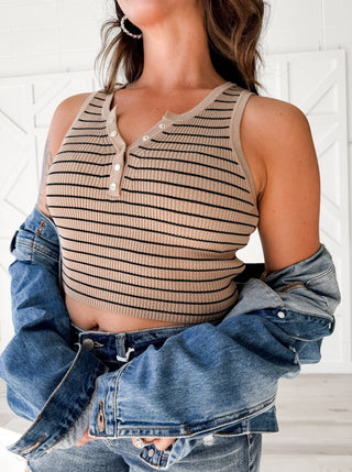 Hailey Cropped Henley Tank