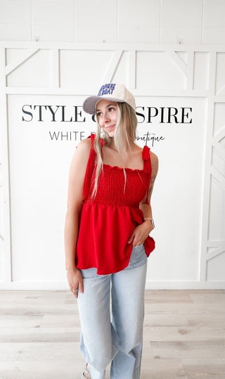 Franny Smocked Babydoll Tank Top