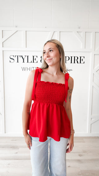 Franny Smocked Babydoll Tank Top