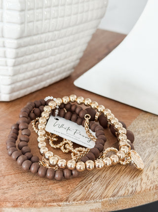 Wood and Metallic Bracelet Set. *Final Sale*